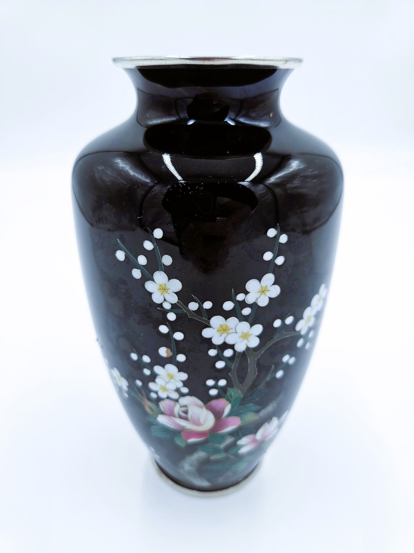 Vintage Sato Cloisonne Japanese Vase Florals