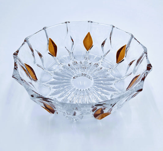 Vintage Echt Bleikristall Germany Gepresst Crystal Bowl Atomic Diamond Centerpiece Or Fruit/Serving Bowl Rare Find
