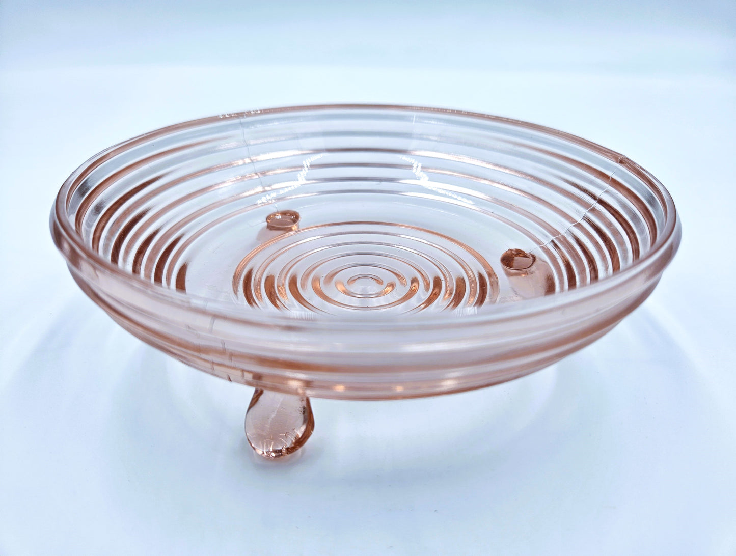 Vintage Anchor Hocking Pink Glass Footed Bowl Candy Dish