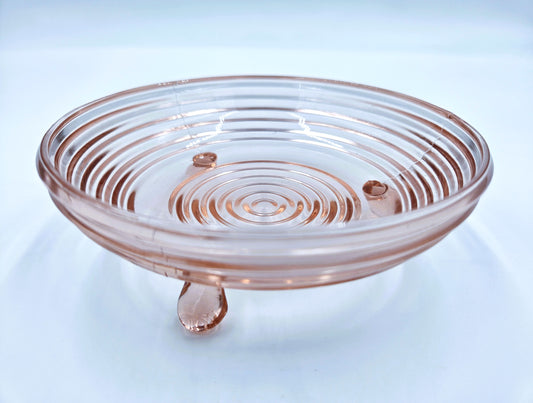 Vintage Anchor Hocking Pink Glass Footed Bowl Candy Dish