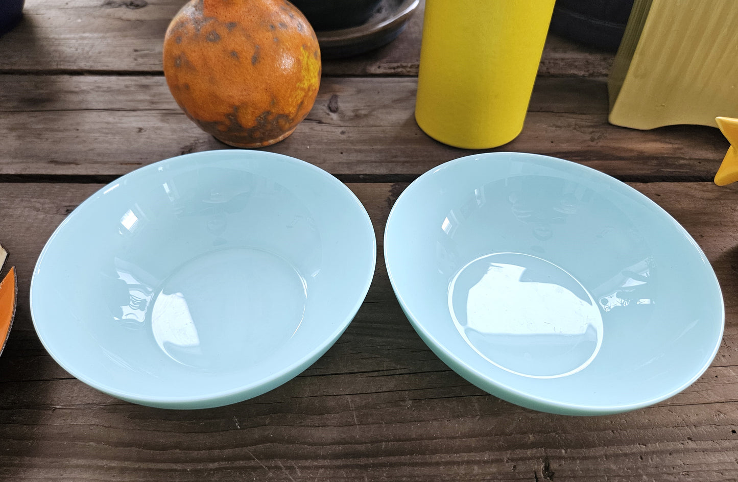 Vintage Light Blue Glass Bowls Set of Two