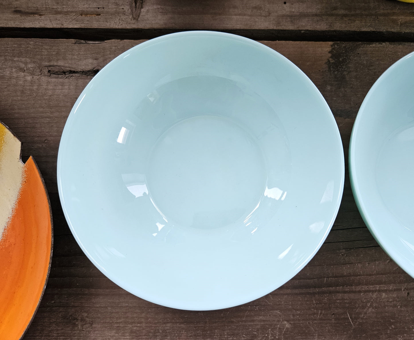 Vintage Light Blue Glass Bowls Set of Two