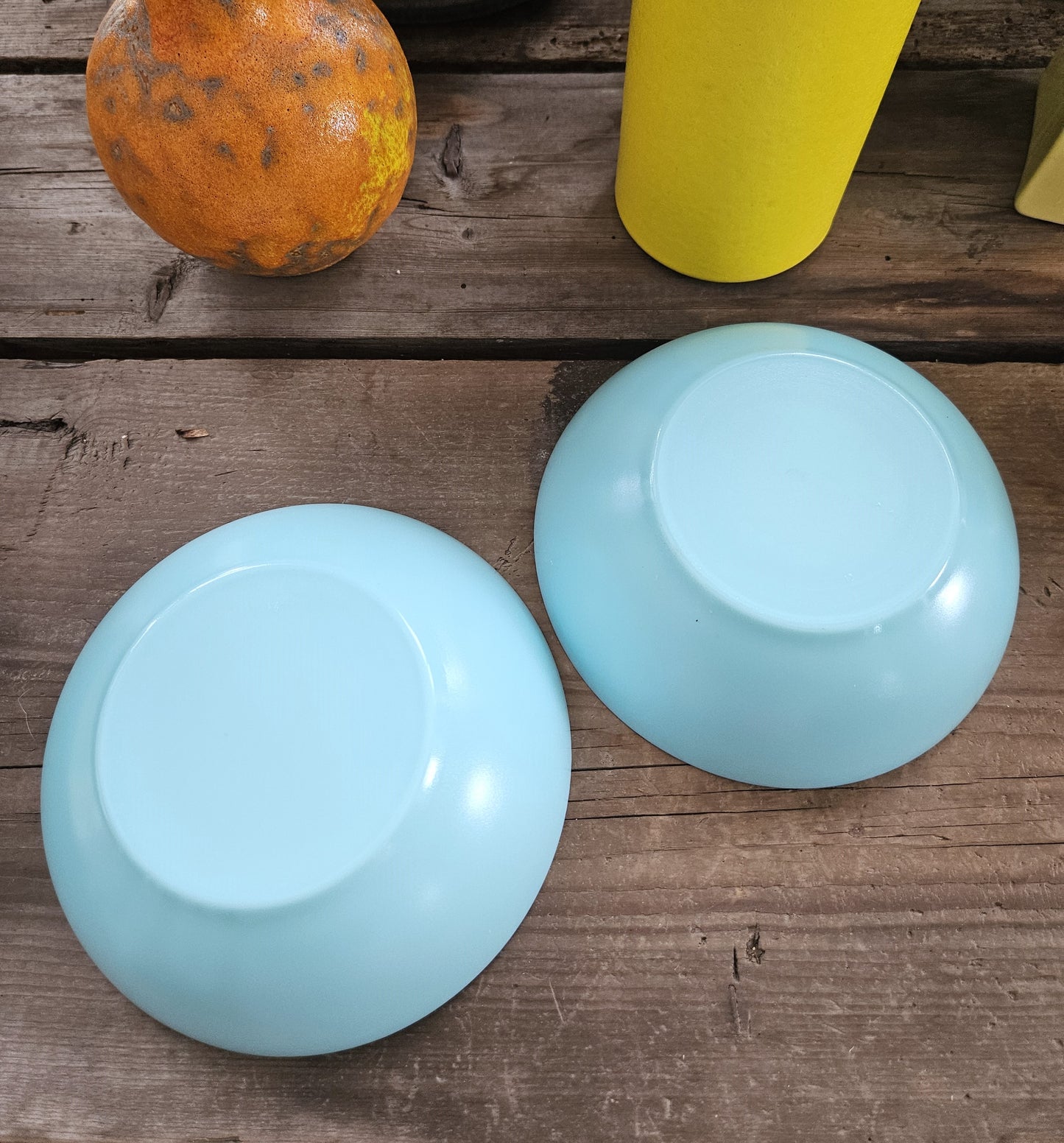 Vintage Light Blue Glass Bowls Set of Two