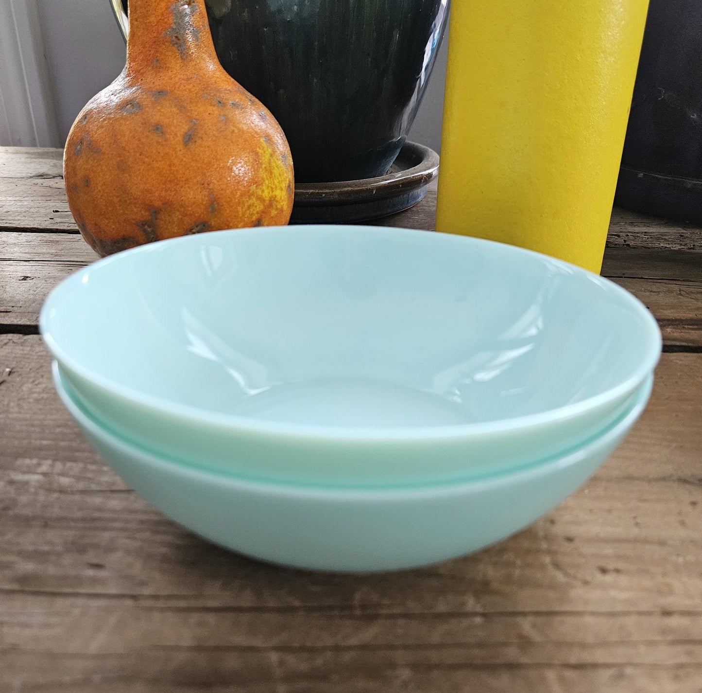 Vintage Light Blue Glass Bowls Set of Two