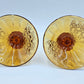 Vintage Fenton Amber Glass Candlestick Holders 2 Button And Daisy