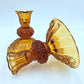 Vintage Fenton Amber Glass Candlestick Holders 2 Button And Daisy