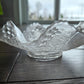 Antique Fenton Glass White Leaf Chain Candy Bowl Ruffled