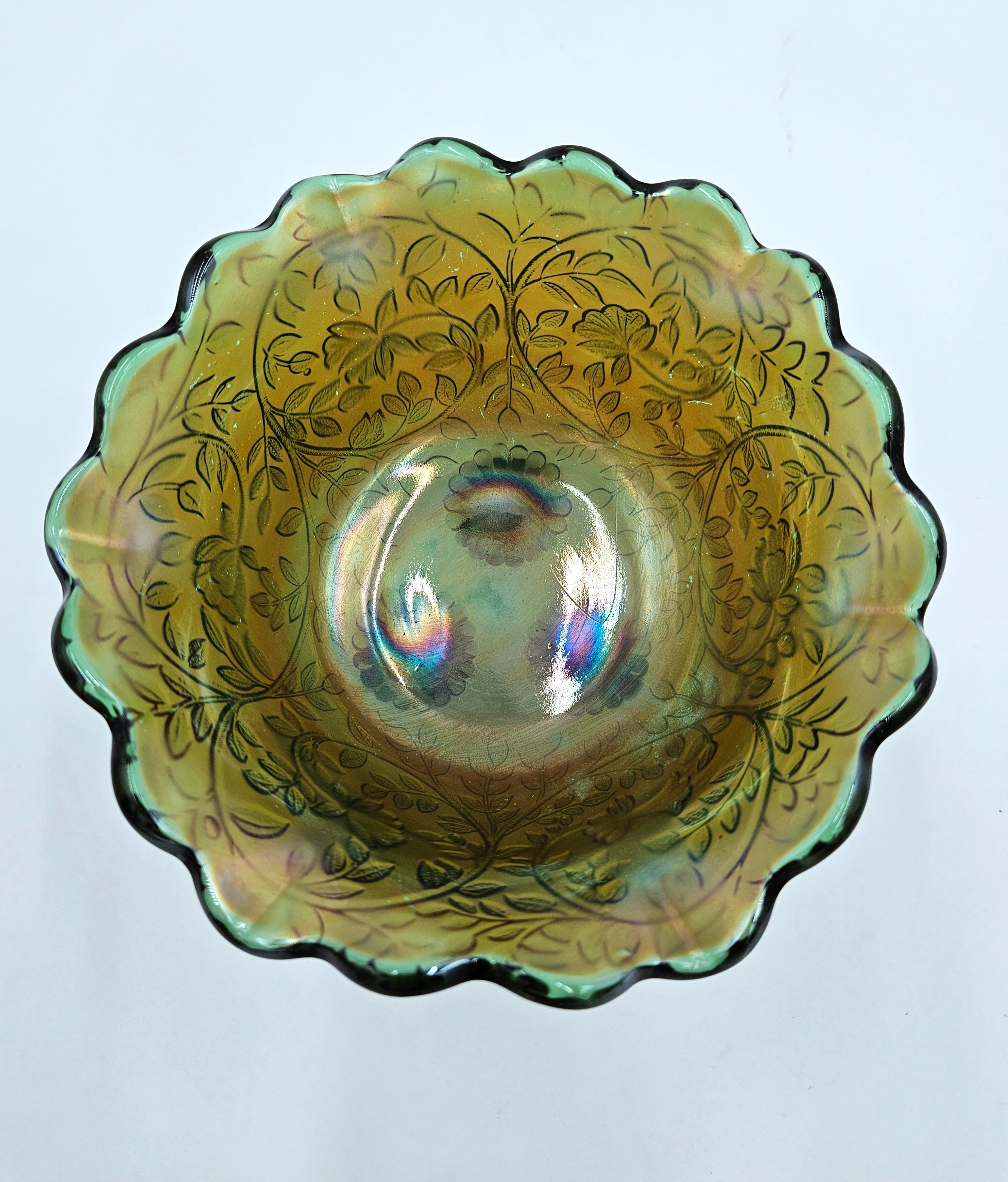 Vintage #1940s #artglass shops #cornucopia footed bowl