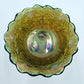 Vintage / Antique Green Carnival Glass Footed Bowl Vine And Leaf Design