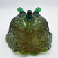 Vintage / Antique Green Carnival Glass Footed Bowl Vine And Leaf Design