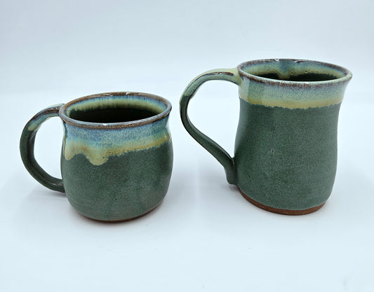 Studio Pottery Drip Glaze Mugs Set Of Two