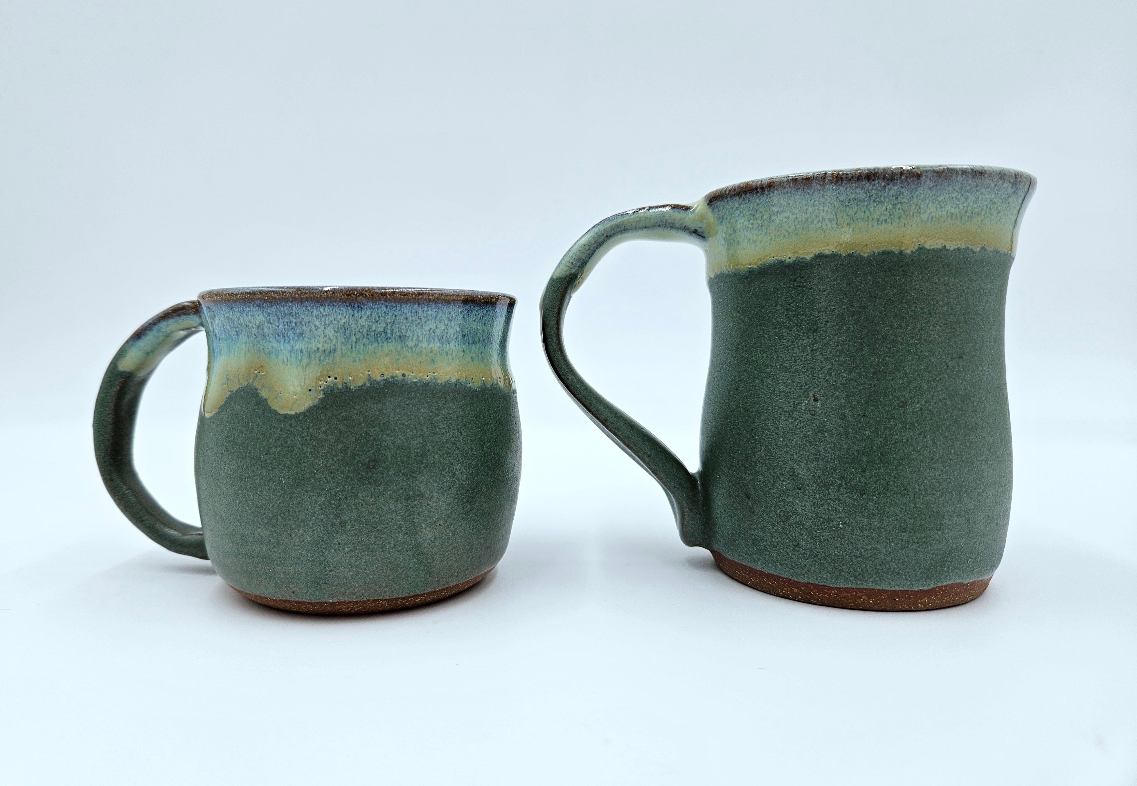 Big pottery light green mug set, SET offers OF TWO