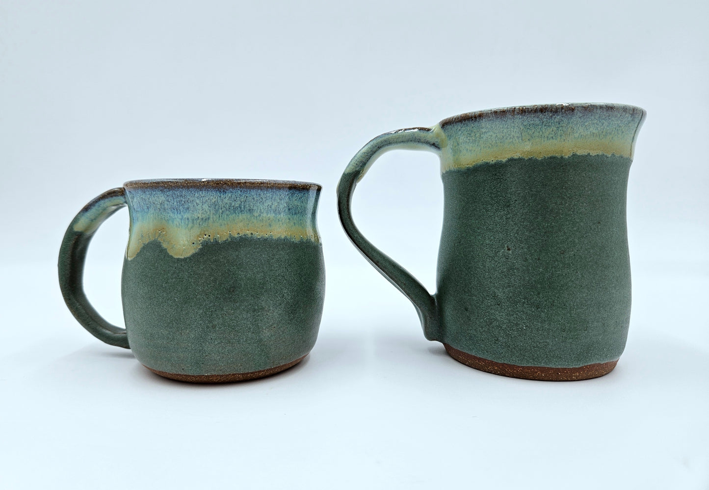 Studio Pottery Drip Glaze Mugs Set Of Two