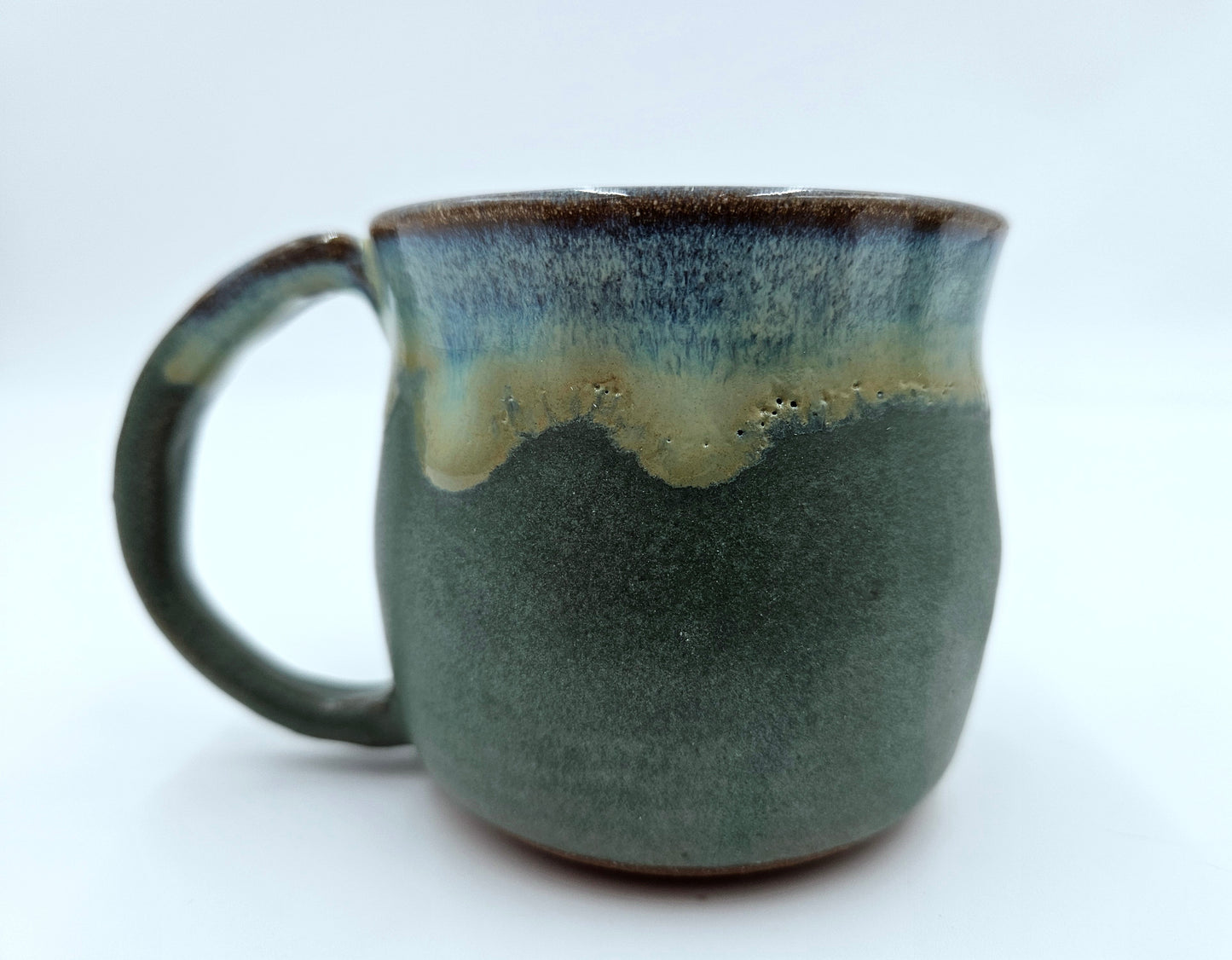 Studio Pottery Drip Glaze Mugs Set Of Two