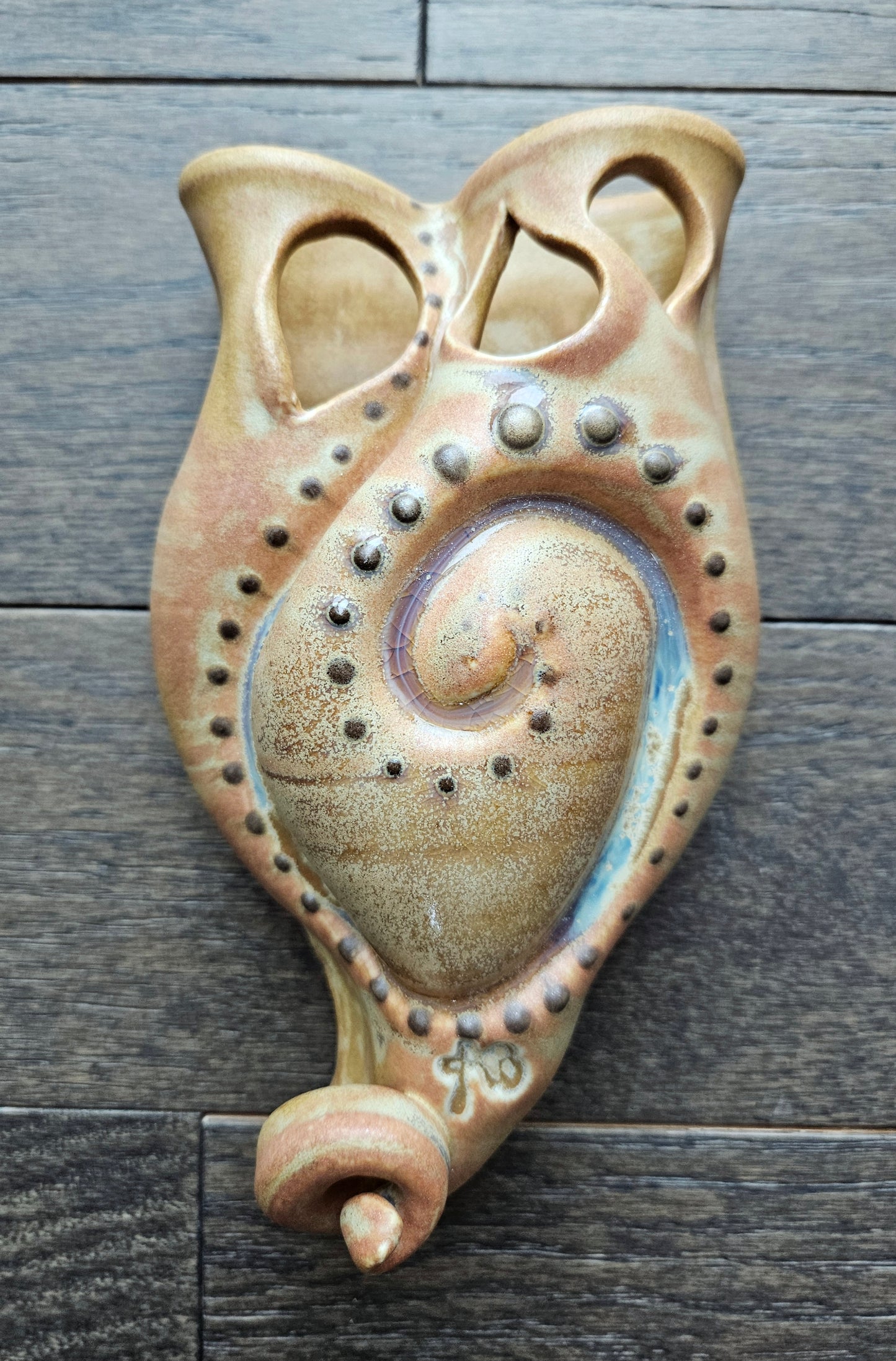 Studio Art Pottery Wall Pocket Vase Signed Found In Vermont