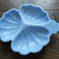 Vintage Blue Milk Glass Floral Trinket Bowl Candy Nut Dish Delphite