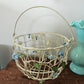 Vintage Wire Metal Basket With Bell Flowers And Handle