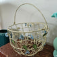 Vintage Wire Metal Basket With Bell Flowers And Handle