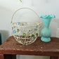 Vintage Wire Metal Basket With Bell Flowers And Handle