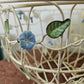 Vintage Wire Metal Basket With Bell Flowers And Handle