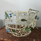 Vintage Wire Metal Basket With Bell Flowers And Handle