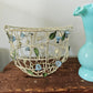 Vintage Wire Metal Basket With Bell Flowers And Handle