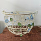 Vintage Wire Metal Basket With Bell Flowers And Handle