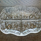 Vintage Elegant Glass Divided Tray With Etched Flowers And Handles