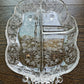 Vintage Elegant Glass Divided Tray With Etched Flowers And Handles