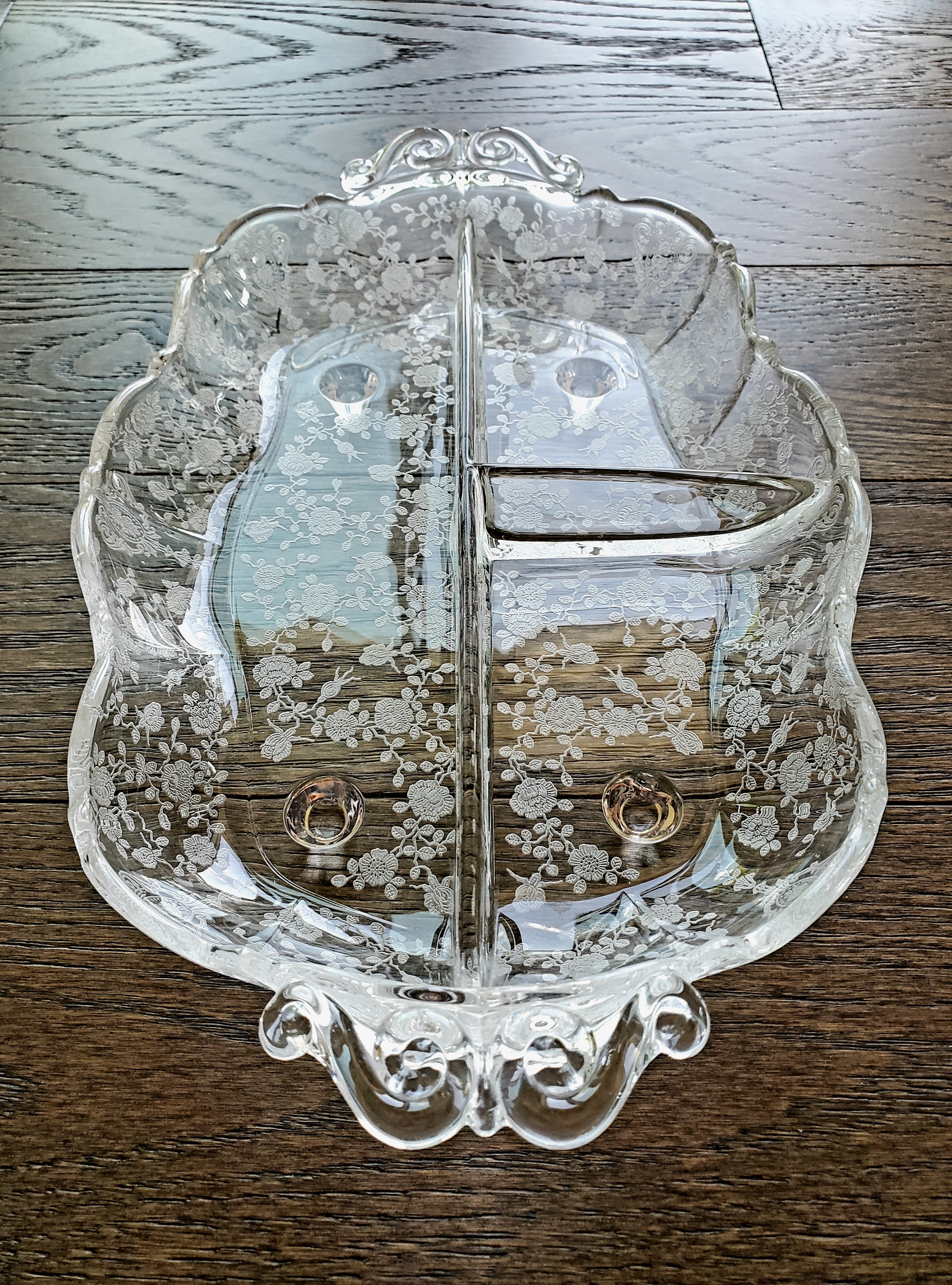 Elegant 2024 Etched crystal platter