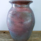 Raku Art Pottery Vase Studio Art Signed Dennis Iridescent Lemon Peel Lava Glaze