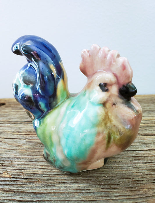 Vintage Ceramic Pottery Chicken Rooster Figurine Hand Painted