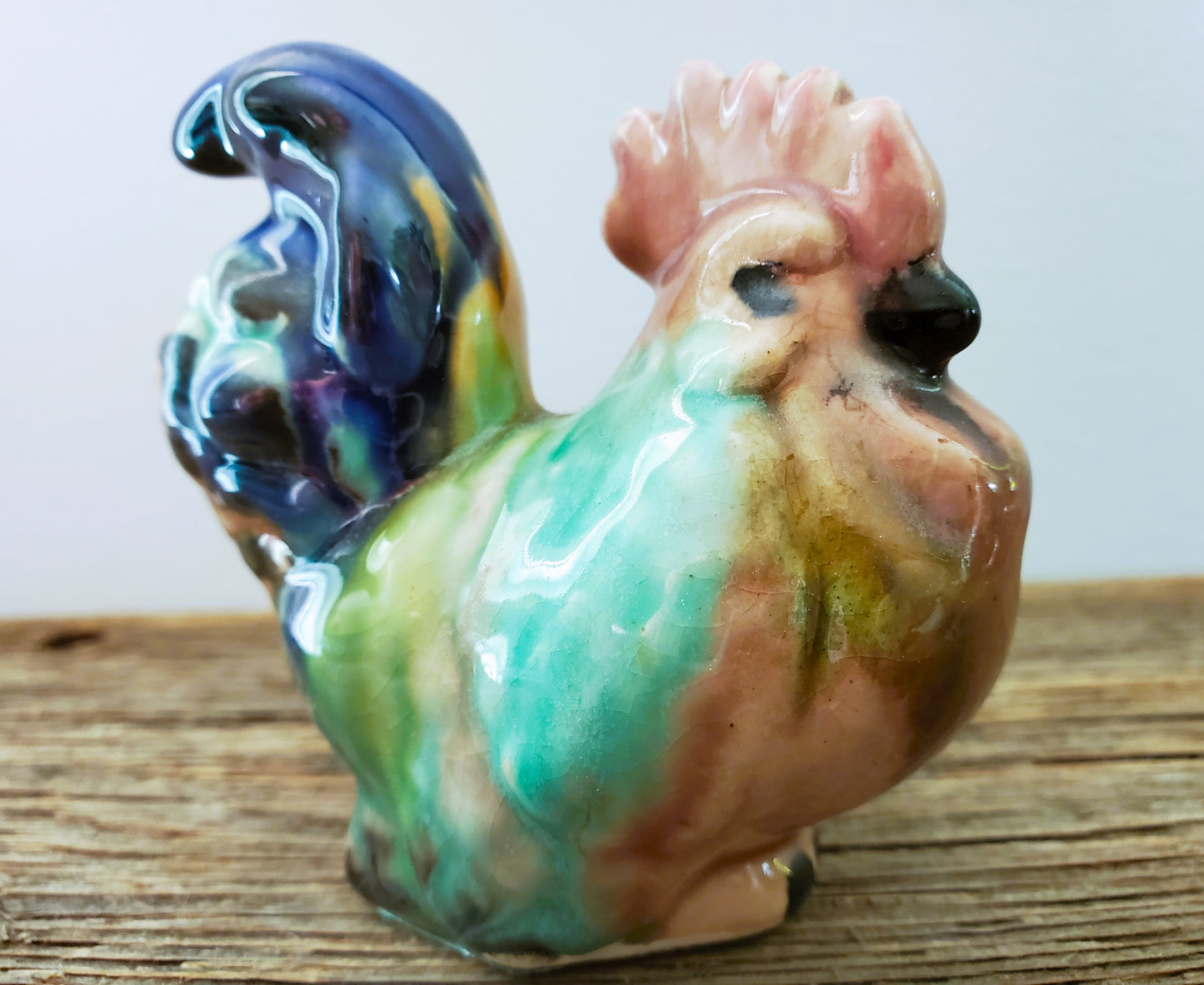 Vintage Ceramic Pottery Chicken Rooster Figurine Hand Painted