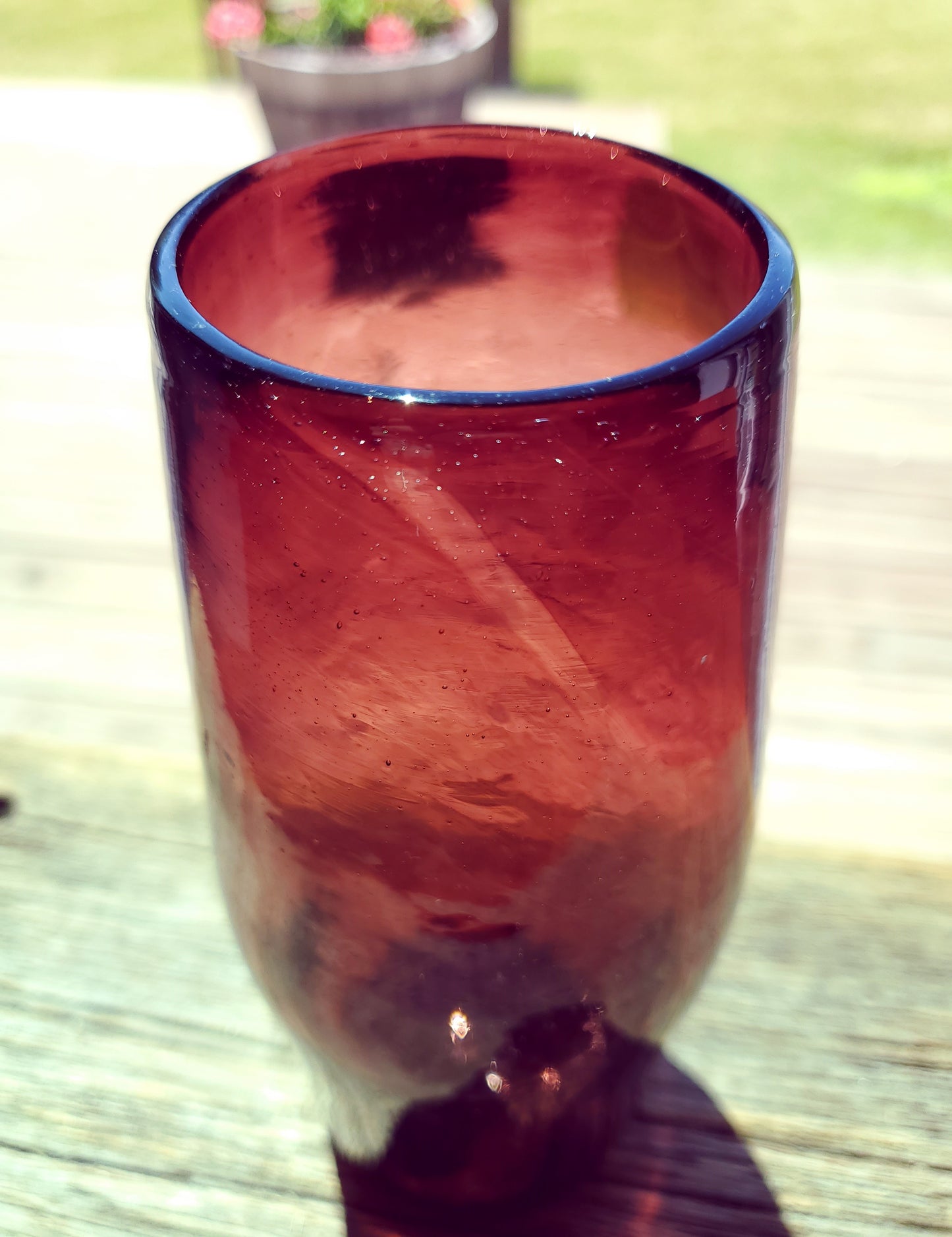 Blown Hand-Made Art Glass Vase In Purple Amethyst