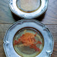 Vintage Pressed Flowers In Lucite Or Acrylic And Metal Coasters Set Of Two