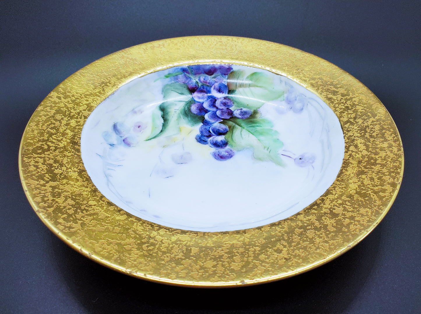 Antique or Vintage Hand-Painted Porcelain Bowl Made in Germany and Signed By The Artist With Weeping Gold Band