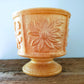 Mid Century 1950's Fronzwood Kokomo Indiana Celluloid Like Plastic Resin Pedestal Planter With Floral Motif