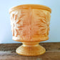 Mid Century 1950's Fronzwood Kokomo Indiana Celluloid Like Plastic Resin Pedestal Planter With Floral Motif