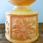 Mid Century 1950's Fronzwood Kokomo Indiana Celluloid Like Plastic Resin Pedestal Planter With Floral Motif