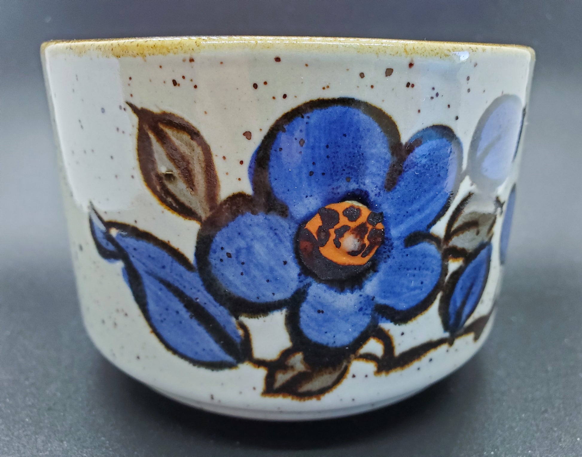 Otagiri Grand Mug, Fishing Boat, Ocean Scene, Pale Gray, Blue, Brown  Stripe, Tall Japanese Stoneware Pottery Big Coffee Mug, Japan 