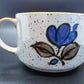 Mid Century Otagiri Japan Stoneware Soup Cappuccino Mug Oversized With Blue Flowers