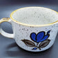 Mid Century Otagiri Japan Stoneware Soup Cappuccino Mug Oversized With Blue Flowers