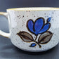 Mid Century Otagiri Japan Stoneware Soup Cappuccino Mug Oversized With Blue Flowers