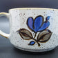 Mid Century Otagiri Japan Stoneware Soup Cappuccino Mug Oversized With Blue Flowers