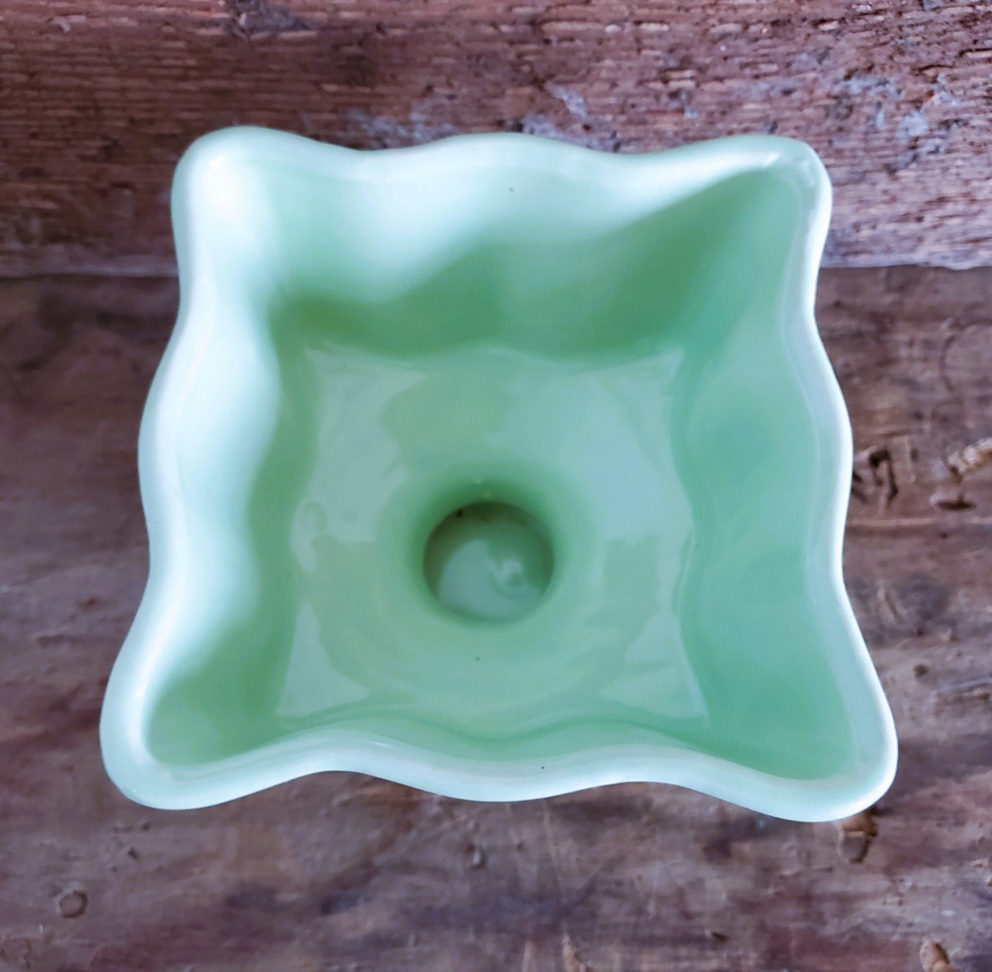 Vintage Hull Light Green Pottery Planter Jardiniere Wavy Pedestal