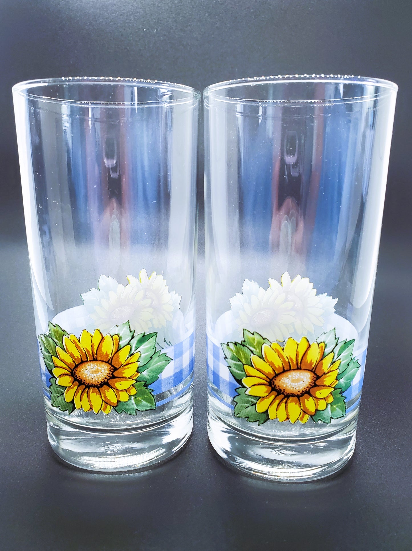 Vintage Libbey Glass Sunflower Tumblers Set of Two Fall Decoration