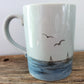 Otagiri or Otagiri Style Mid Century Mug Seagulls Sailboats Fishing Pier Nautical Scene Coffee Cup