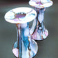 Maine Porcelain By S Designs Brewer Maine Hand Made Candle Stick Holders Purples Blues Gold Set of Two