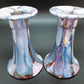 Maine Porcelain By S Designs Brewer Maine Hand Made Candle Stick Holders Purples Blues Gold Set of Two