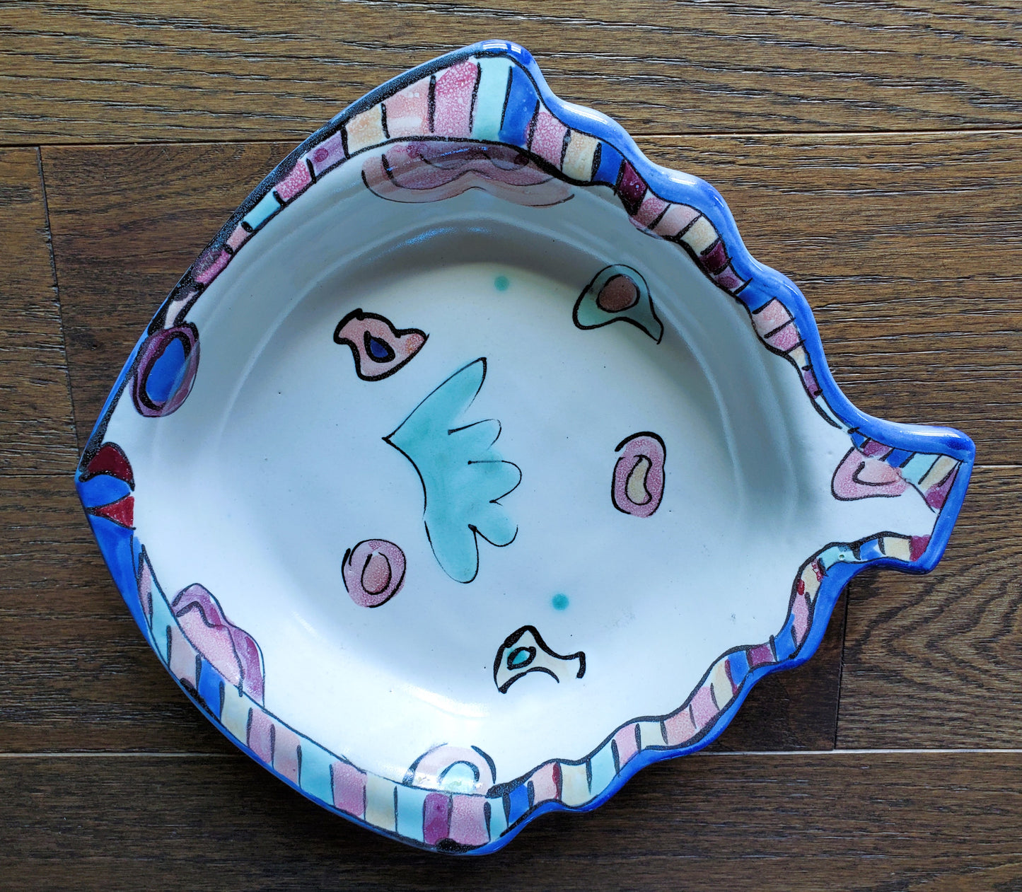 Merry Cox Studio Pottery Fish Bowl Hand Made Signed M. Cox Whimsical Art Pottery